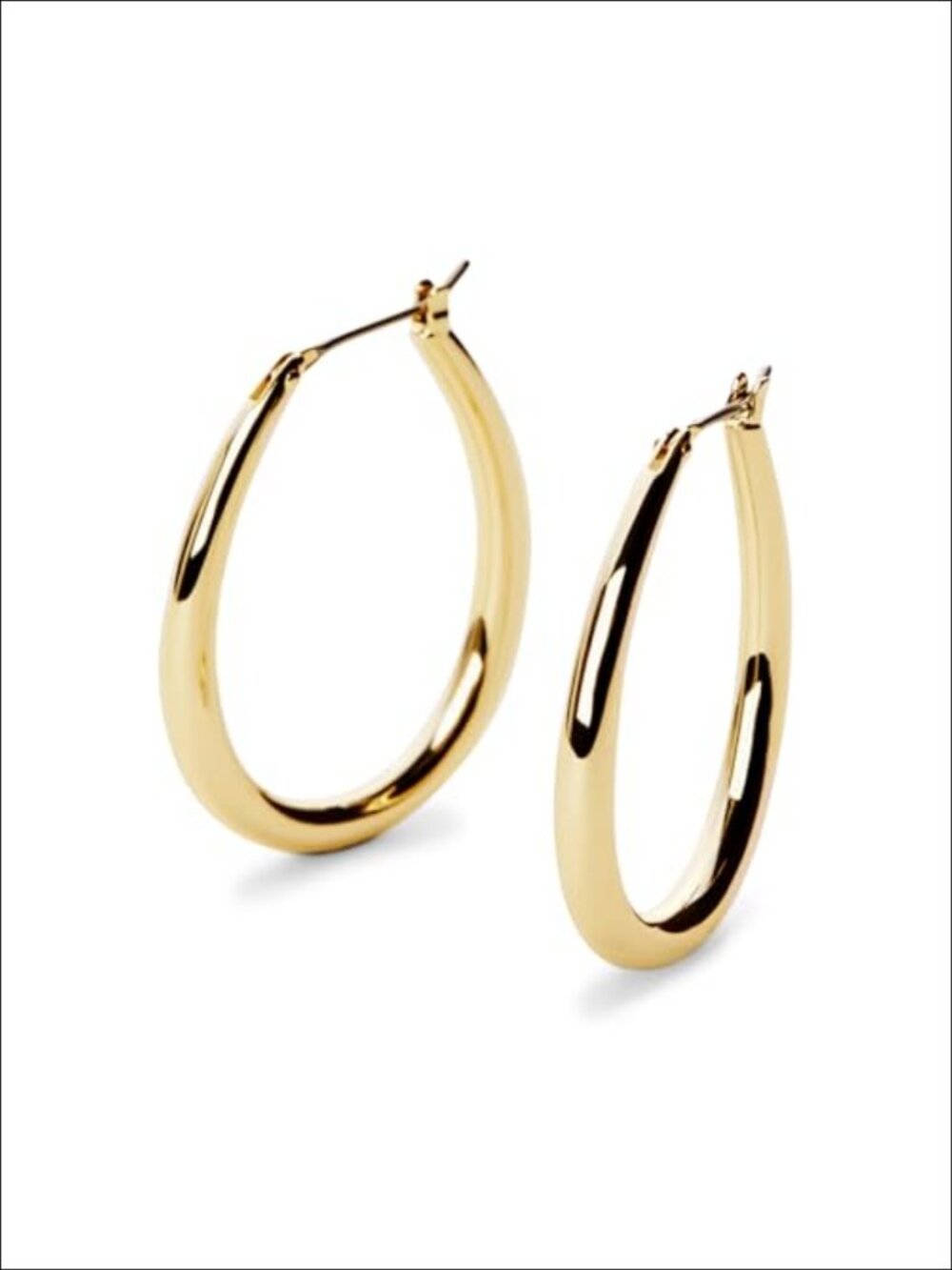 14K Gold Plated Thin Hoop Earrings Hinged Hoop Lightweight Hypoallergenic